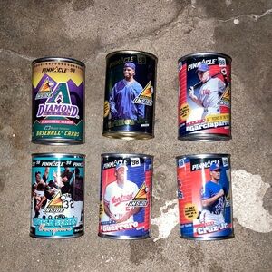 🏟⚾️ Pinnacle 98 Lot of (6) Empty Baseball Card Cans ⚾️🧢